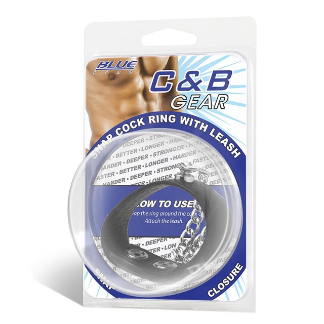 Snap Cock Ring W/ 12" Leash Kunstlæder Penisring