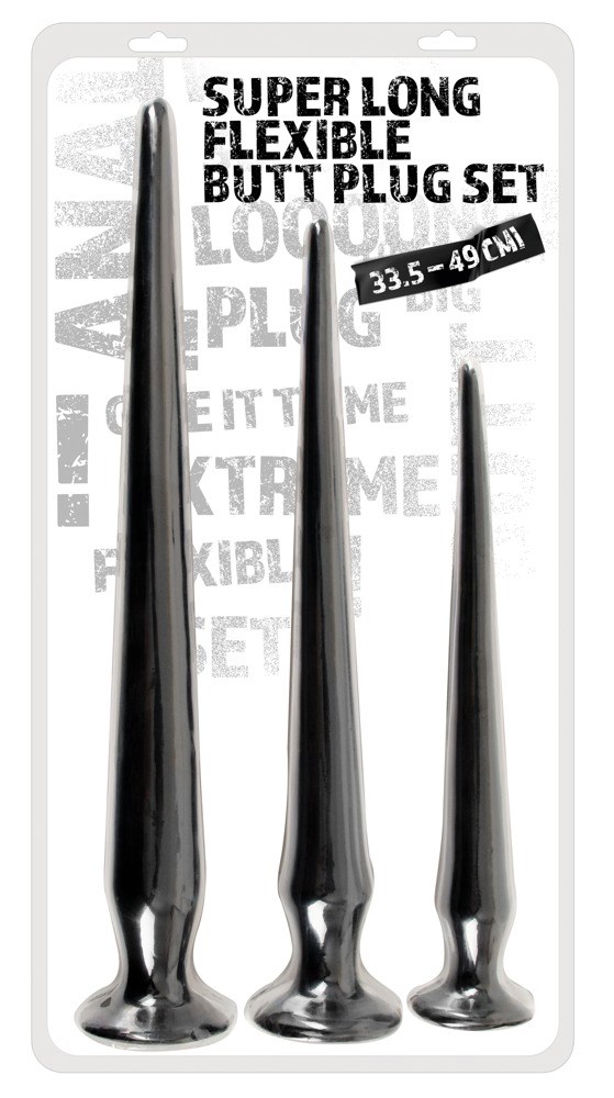 Super Long Flexible Butt Plug Set - Sort