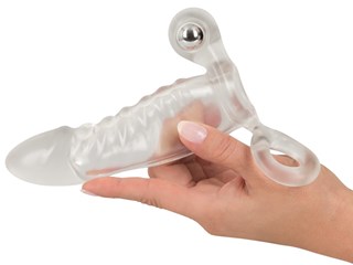 Crystal Clear Vibrating Sleeve With Ball Ring