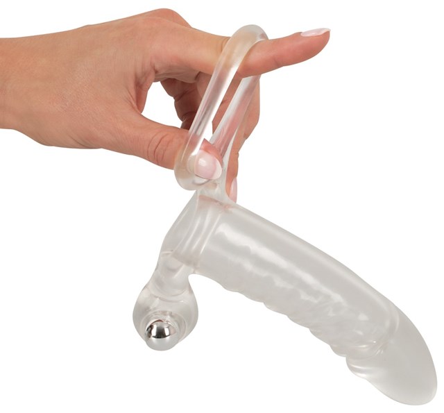 Crystal Clear Vibrating Sleeve with Ball Ring