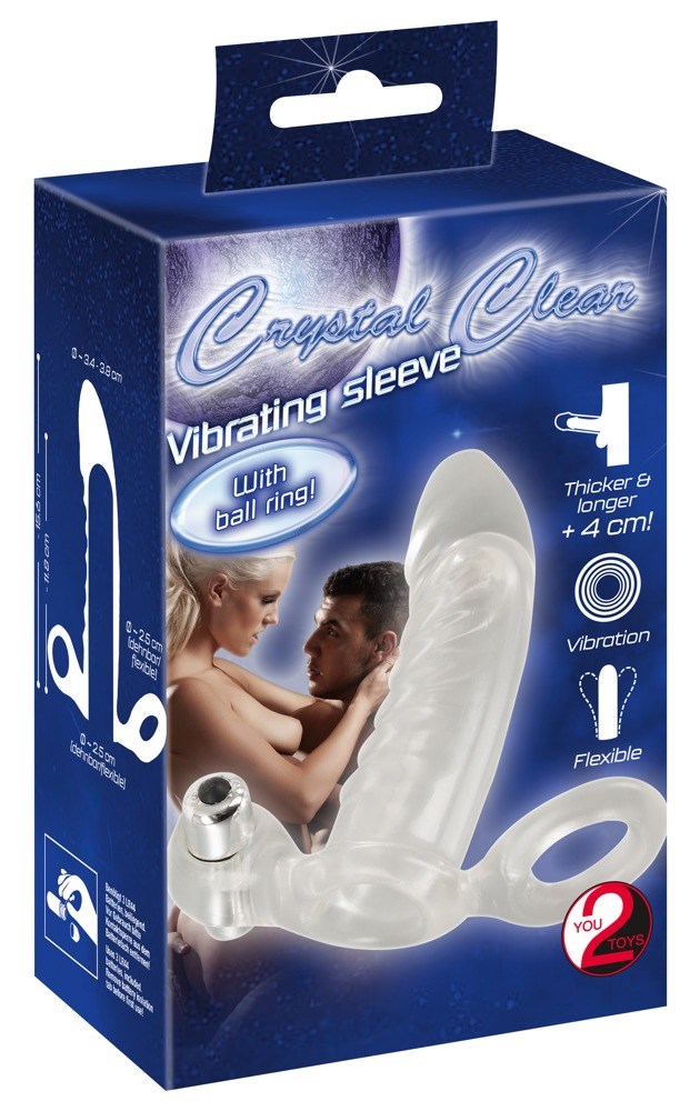 Crystal Clear Vibrating Sleeve with Ball Ring
