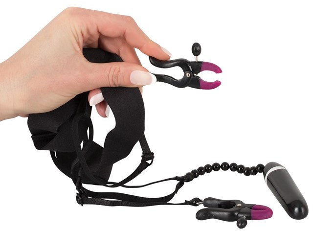 G-streng med Vibrator, Perlekæde, og Skamlæbe Klemmer
