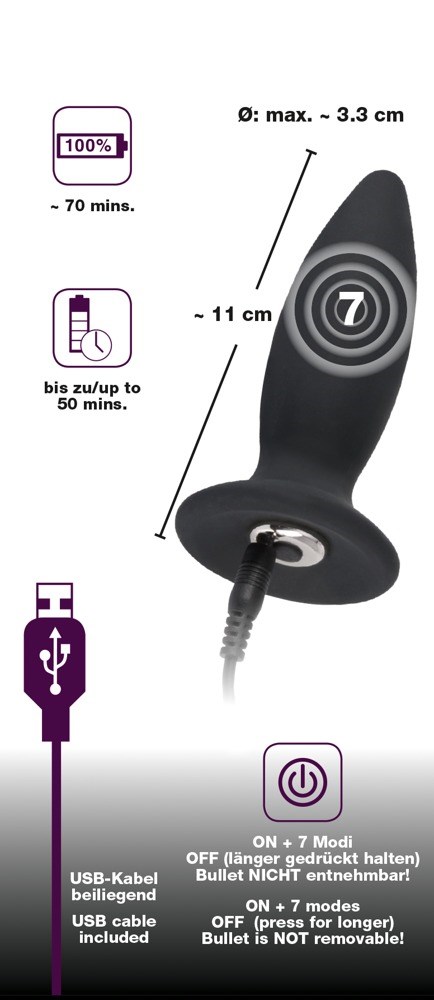 Genopladelig analplug - Small