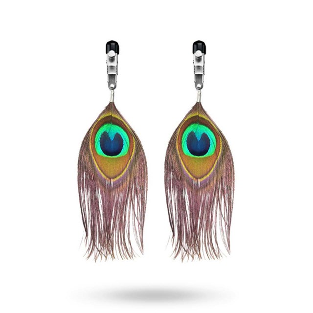 Lovetoy Nipple Clamp With Peacock Feather Trim