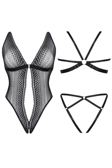 ISBEL - Sort bodystocking med et sensuelt mønster