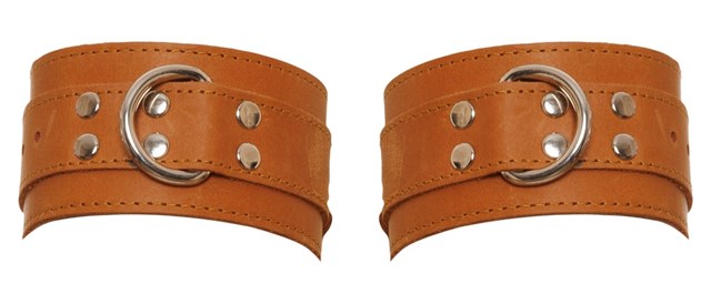 Brown Leather Wrist Cuffs