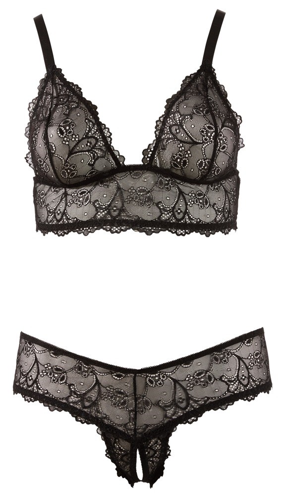 Bra and crotchless string