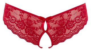 Crotchless Lace Slip - Red