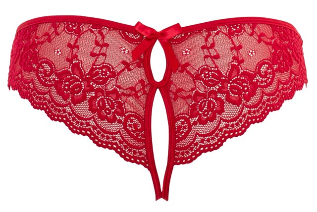 Crotchless Lace Slip - Red