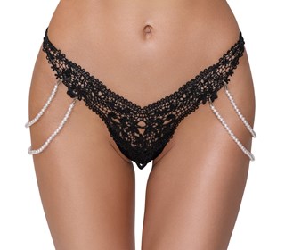 Thong With Embroidery Lace & Pearl String