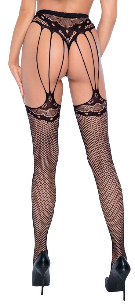 Suspender String with Stockings - Black