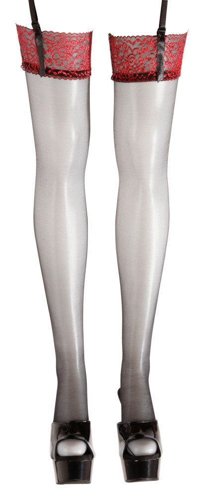 Jackie - Strømper med mørkerøde blonder