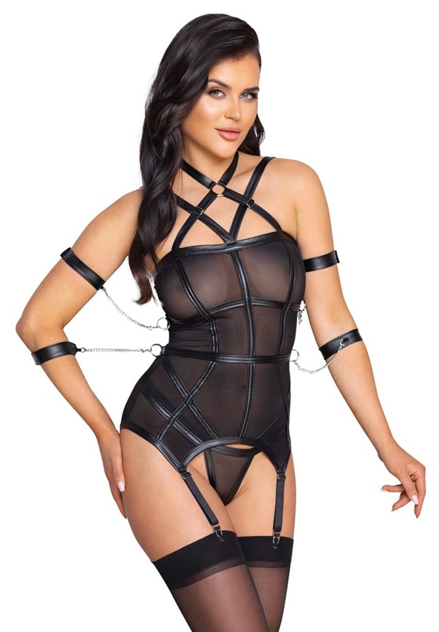 BONDAGE BASQUE - SORT