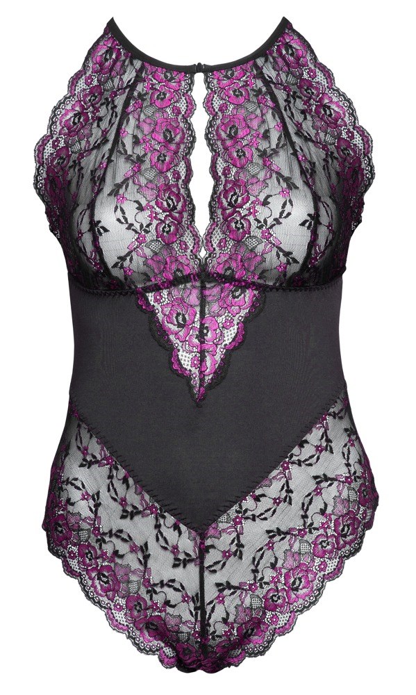 Halterneck Body - Sort & Lilla
