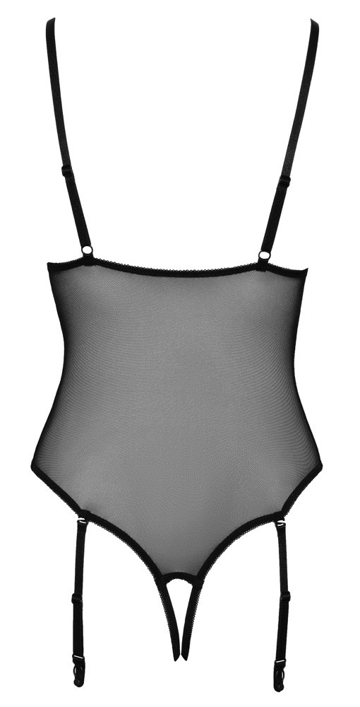 Sort Blonde-bodystocking med G-streng og Åbent Skridt