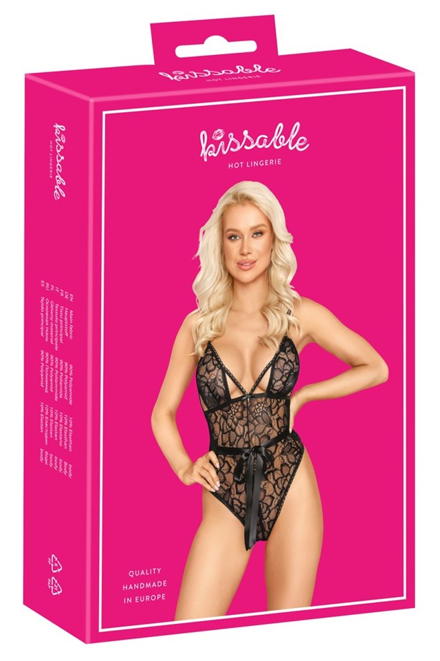 Bodystocking med Blonder - Sort