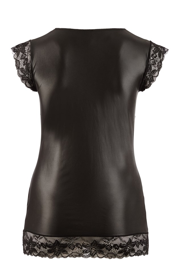 Wetlook Kjole med Blonde Detaljer