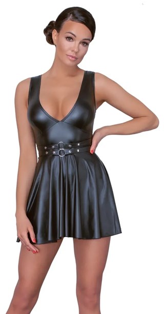 Mini Dress Wetlook - Black