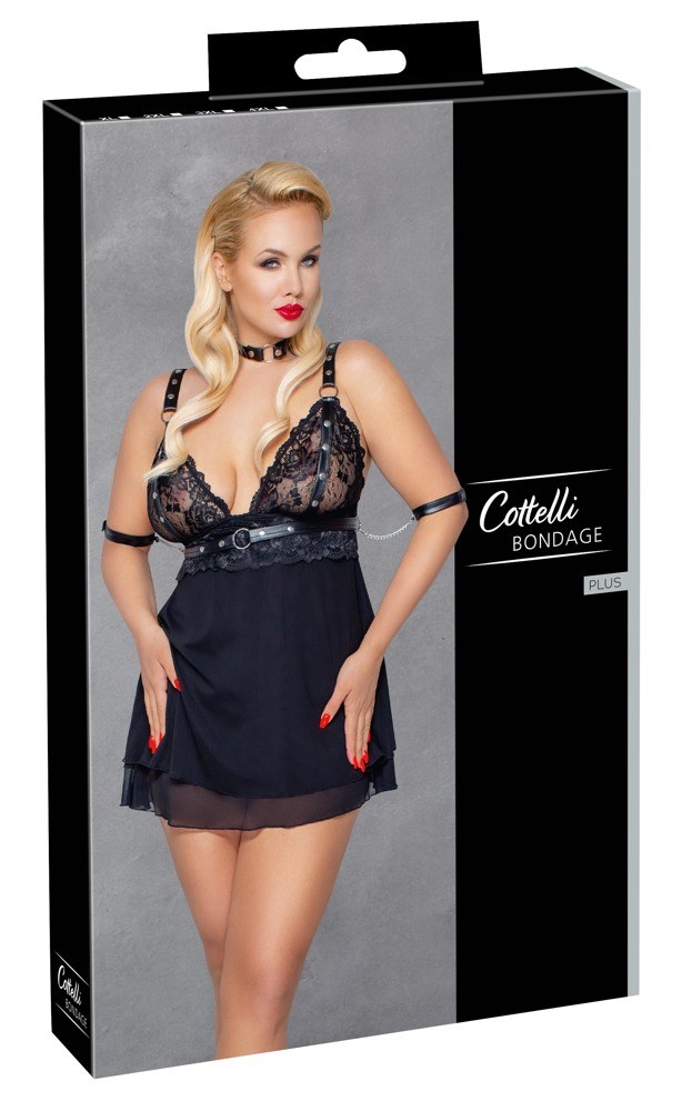 Black Bondage Babydoll Set
