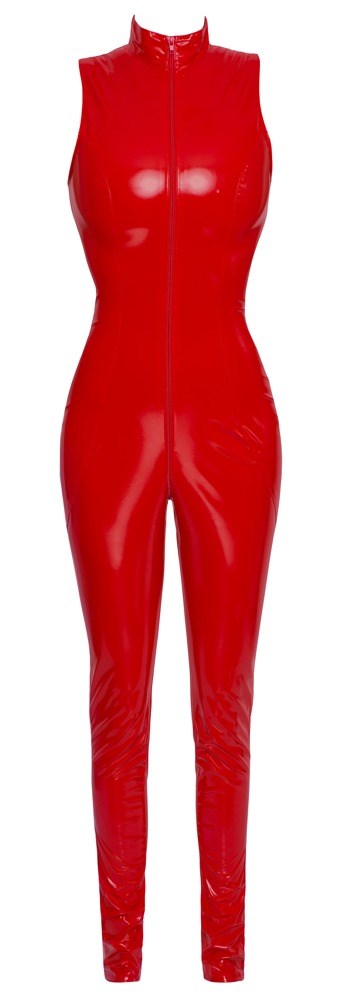 Rød Jumpsuit af Vinyl med Lynlås