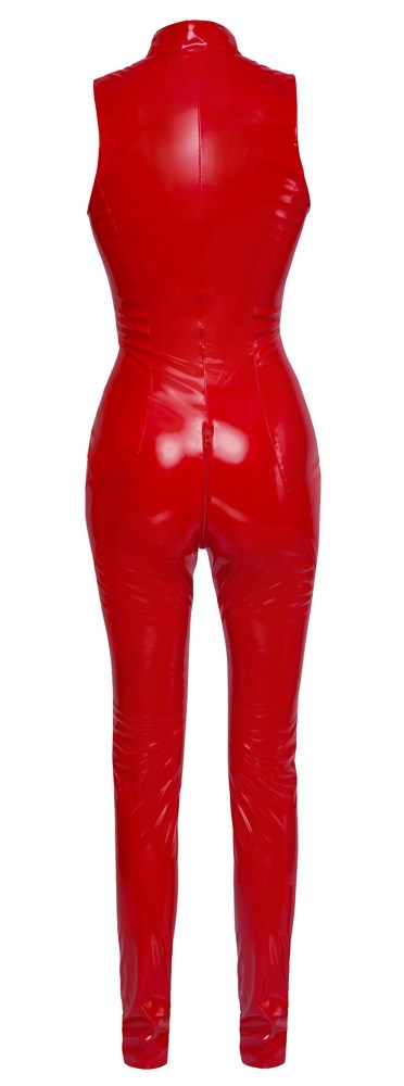 Rød Jumpsuit af Vinyl med Lynlås