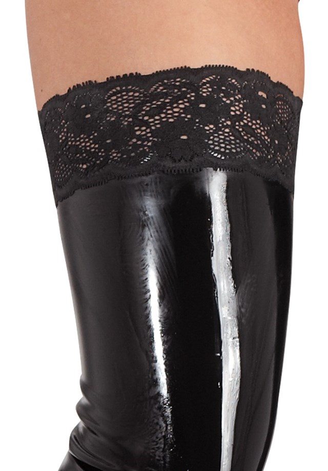Latex Strømper med Blonder
