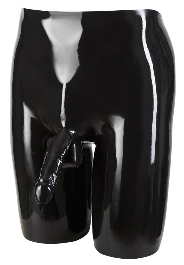 Latex cykelshorts med Penishylster