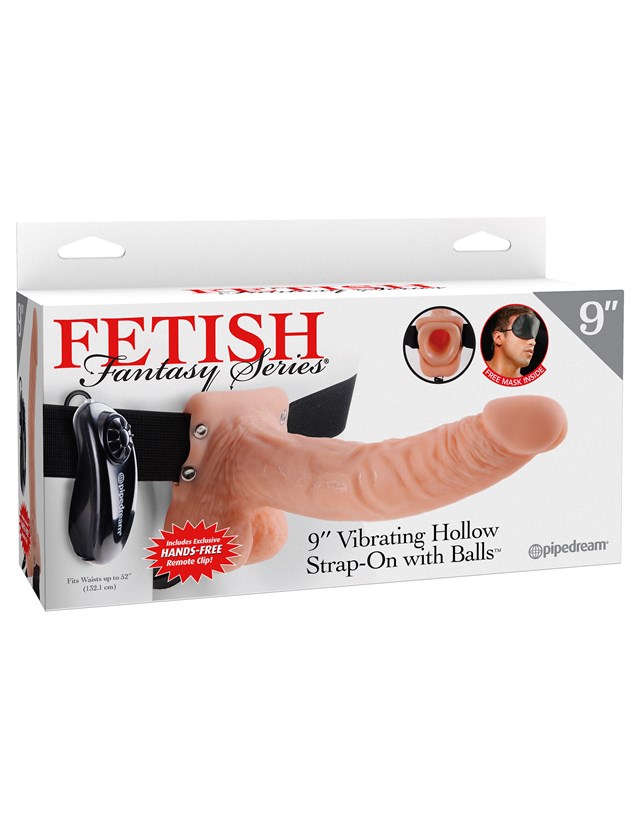 23cm Vibrating Hollow Strap-On with Balls