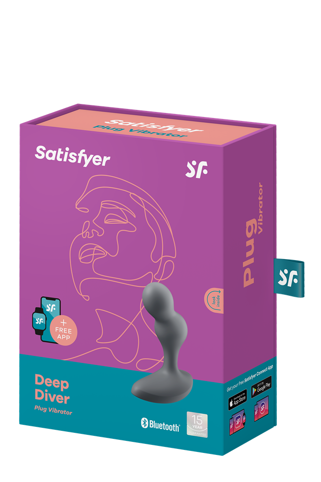 Deep Diver Plug Vibrator med App - Grå