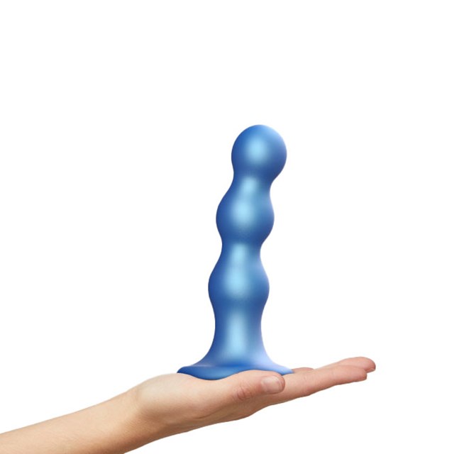 DILDO PLUG BALLS METALLIC BLUE - L