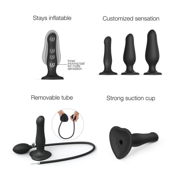 INFLATABLE DILDO PLUG - SORT - ONE SIZE ADJUSTABLE