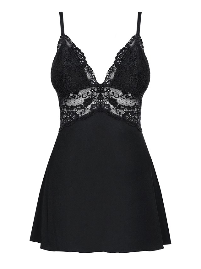 810 - Sort Babydoll og G-streng