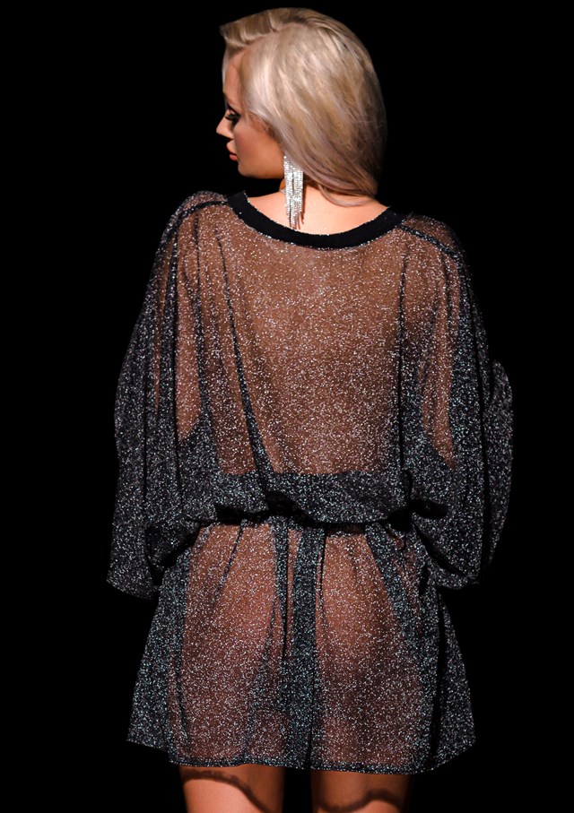 Sort Kimono med Glimmer