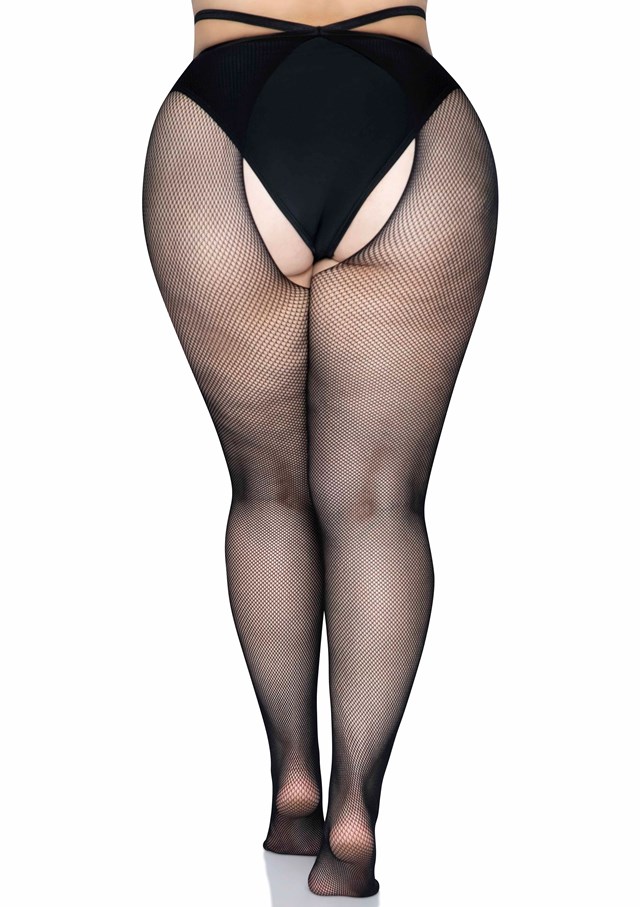 Strappy Crotchless Tights 1x/2x