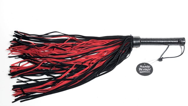 Leather Handle, Suede Flogger Red/Black