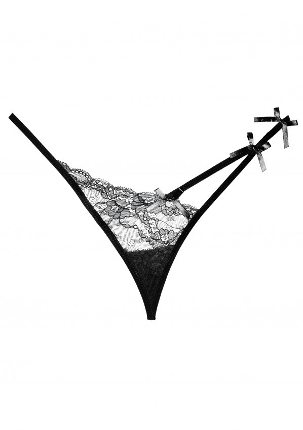 Pixie Panty - Sort G-streng med Blonder