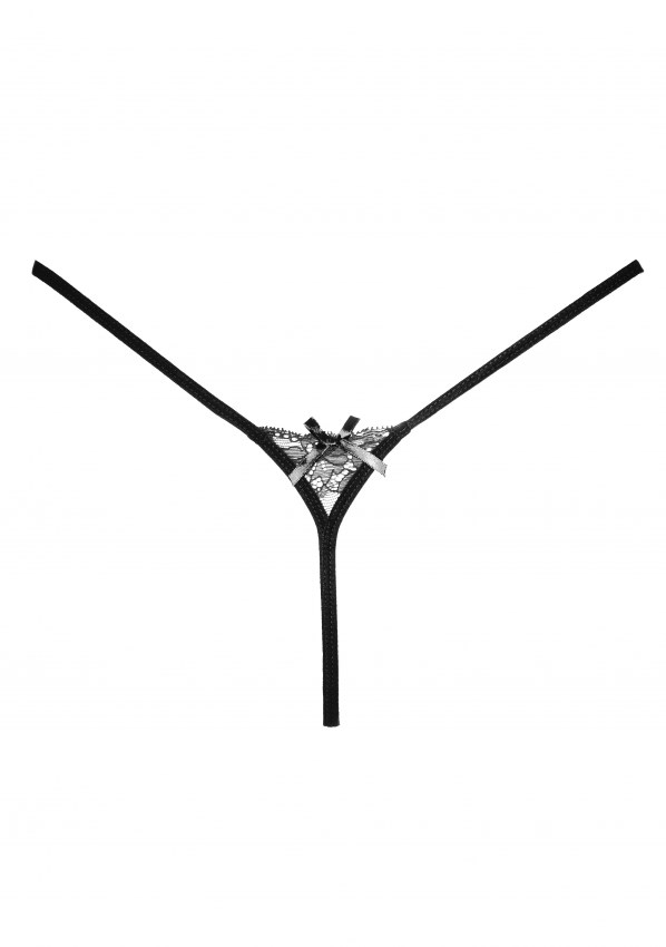 Pixie Panty - Sort G-streng med Blonder