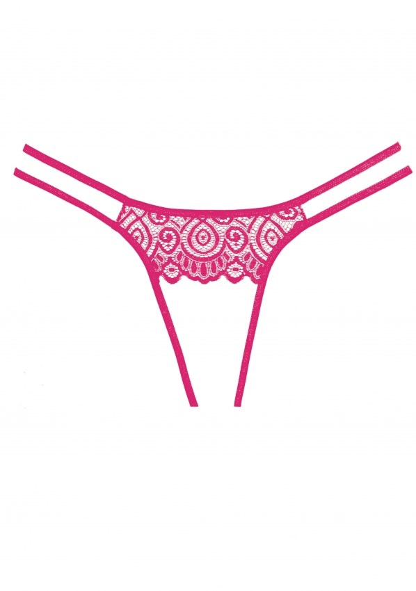 Adore Lovestruck Panty - Pink Blondetrusser med Åbent Skridt og Bagdel