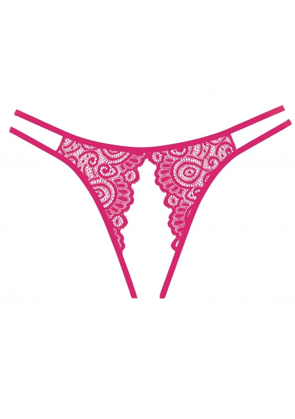 Adore Lovestruck Panty - Pink Blondetrusser med Åbent Skridt og Bagdel