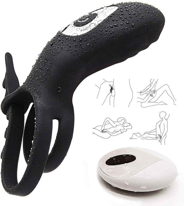 Adjustable Double Penis Ring With Remote