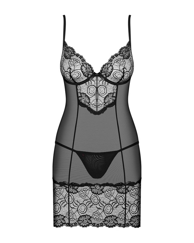 ALLURIA - SORT CHEMISE OG G-STRENG