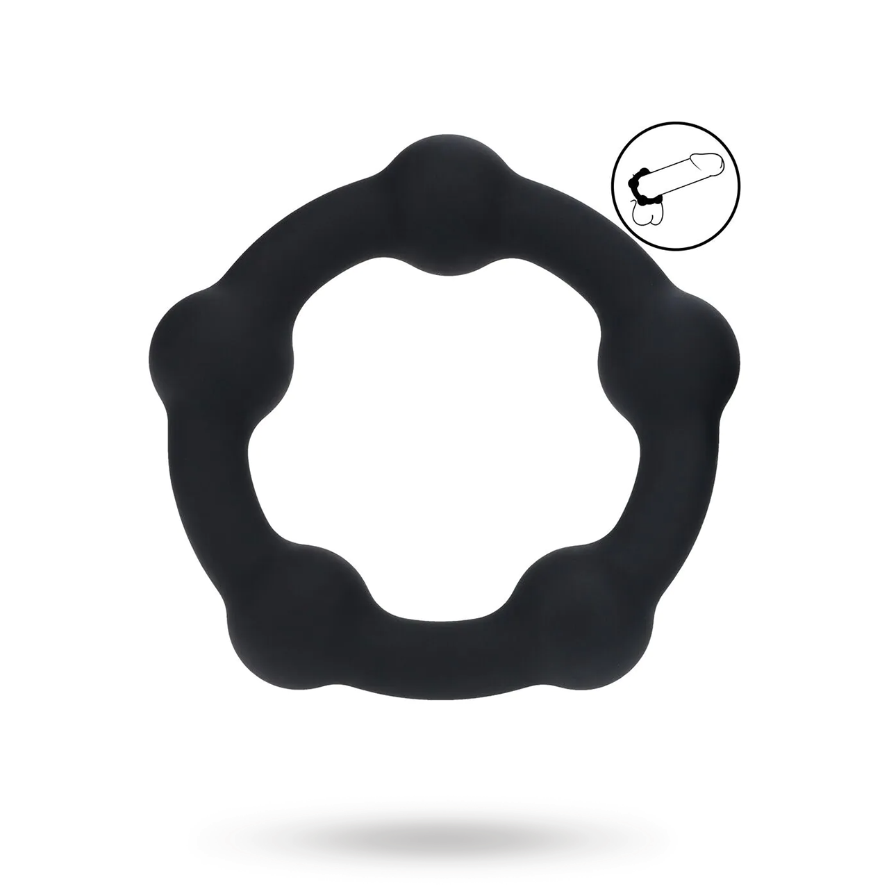 Beaded Silicone Cockring - L - 45mm - Black
