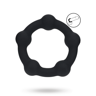 Beaded Silicone Cockring - M - 35mm - Black