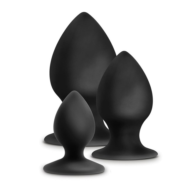 Anal Adventures Platinum - Silicone Anal Stout Plug Kit - Sort