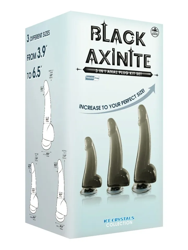 Black Axinite 3 in 1 Anal Plug Kit Set IV