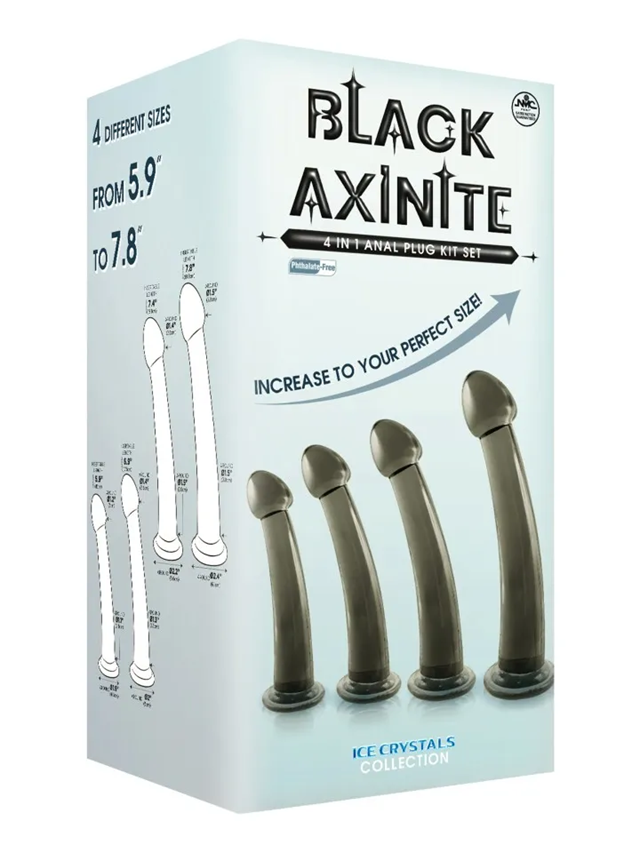 Black Axinite 4 in 1 Anal Plug Kit Set