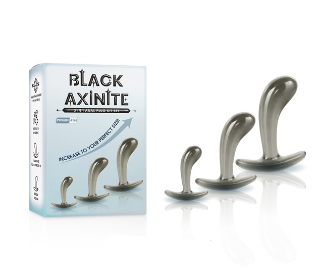 Black Axinite Anal Plug Set Smoke
