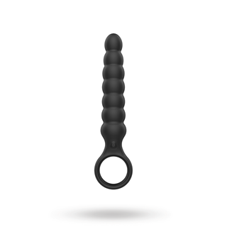 Black Ribbed Anal Plug With Vibrations