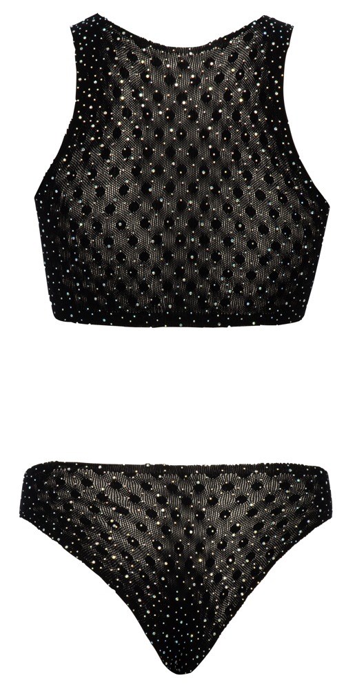 Black Set Covered In Rhinestones