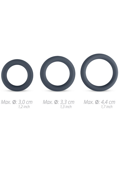 Boners 3-Piece Cock Ring Set Grey